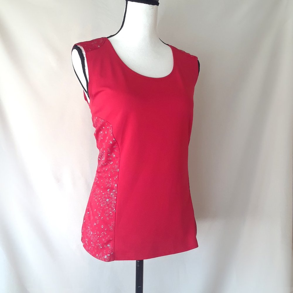 Curves Red and Silver Print Fitness Athletic Tank